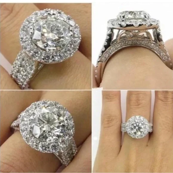 NEW LUXURY ENGAGEMENT 925STERLING SILVER DIAMOND RING
